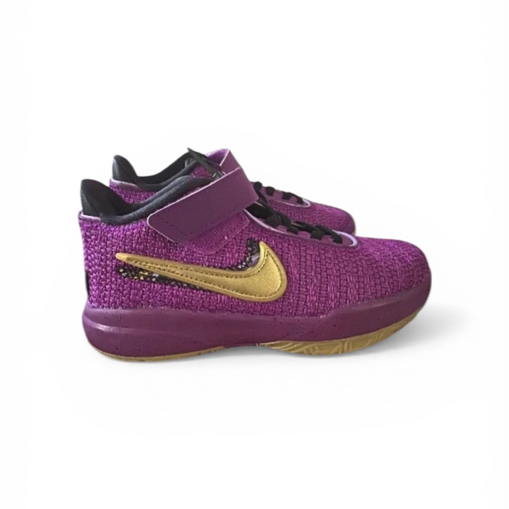 Nike Kids Purple and Gold Velcro Basketball Sneakers
